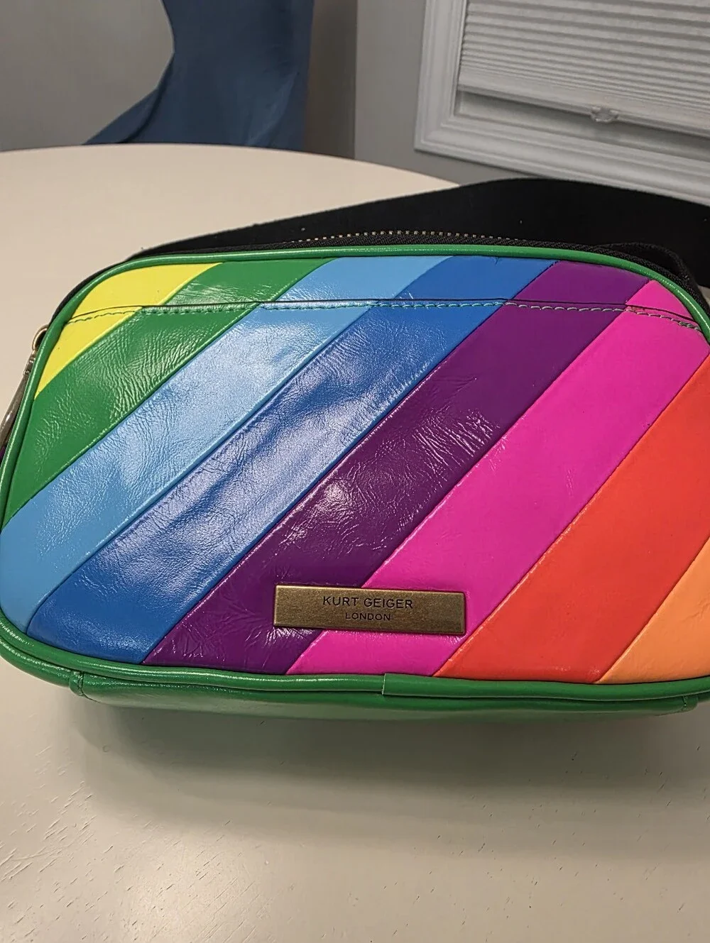 Kurt Geiger kensington camera bag rainbow stripe crossbody